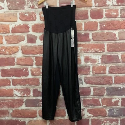 Pantalones de maternidad Jessica Simpson para mujer 2X negros imitación acento cuero ajustado al tobillo Foto 1 de 4