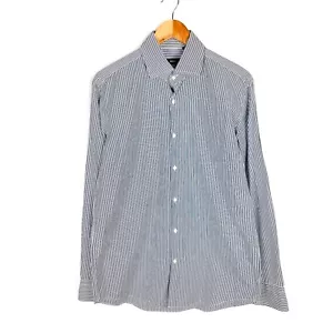 HUGO BOSS Hombre Formal Camisa Talla 16 (41) Corte Algodón Azul Rayas Tejido - Imagen 1 de 11