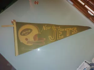 1970's NEW YORK JETS RARE FELT PENNANT VINTAGE NFL Retro 2 bar helmet - Picture 1 of 16