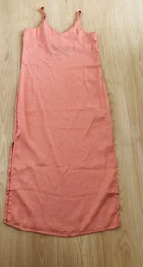 Jack Jones Satin Maxi Sun Dress Beach Holiday Summer Coral Side Vent XS BNWT - Picture 1 of 13