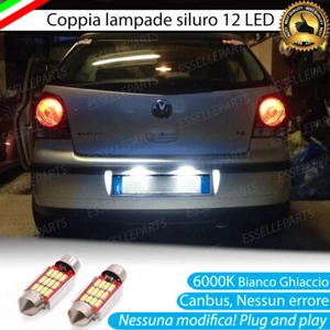 COPPIA LAMPADE LUCI TARGA VOLKSWAGEN POLO 9N CANBUS SILURO 12 LED 6000K NO ERROR - Foto 1 di 6
