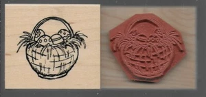 GREAT IMPRESSIONS rubber stamp EASTER BASKET wood mounted - Picture 1 of 1