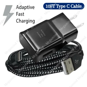 USB Fast Charger Wall Power Adapter 10Ft Long Type C Cable For Samsung Android - Picture 1 of 15