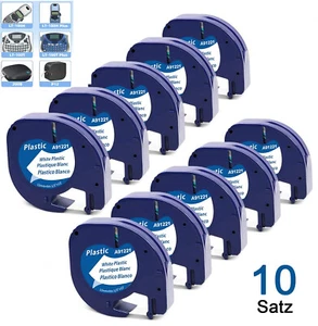 10x 91221 12mm weiß Plastic Schriftband für DYMO LetraTag LT-100H 100T XM 200B - Bild 1 von 8