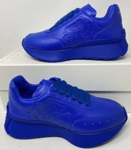 Alexander McQueen Women's Sprint Sneakers Size 37 EU/ 7 US Electric Blue Silver - Picture 1 of 22