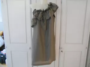 Zara Grey One Shoulder With Ruffles Knee Length Shift Dress - M/UK8-10 - FAULTY - Picture 1 of 9