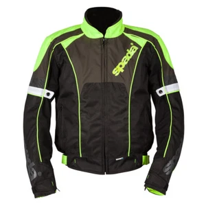 SPADA BURNOUT 2 TEXTILE MOTORCYCLE JACKET BLACK FLURO YELLOW GREY ALL SIZES - Picture 1 of 3