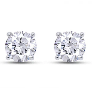 4 Ct Round Diamond Earrings GIA Authenticated 14K Yellow OR White Gold Lab Grown - Picture 1 of 6