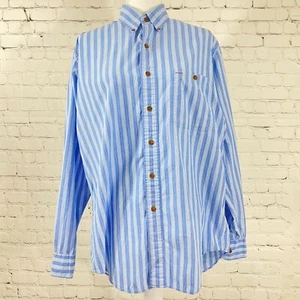 Camicia vintage Ralph Lauren Chaps manica lunga con bottoni taglia M made in USA blu - Foto 1 di 8