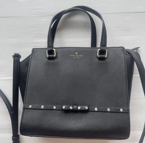 Kate Spade Hadlee Laurel Way Jeweled Black Leather Bag Crossbody Handbag - Picture 1 of 19