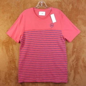 SOL ANGELES Mens Shirt Medium Pink Pullover Crew Stripe Terry Logo Tee - Picture 1 of 7