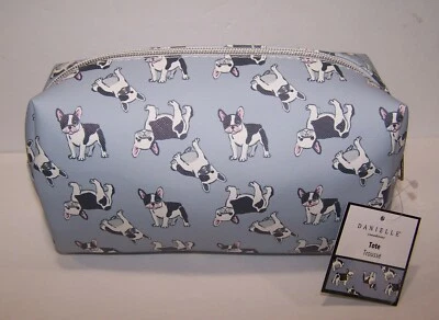 Estuche de Maquillaje Danielle FRENCH BULLDOG AZUL/NEGRO/BLANCO ~ NUEVO CON ETIQUETAS Foto 1 de 3