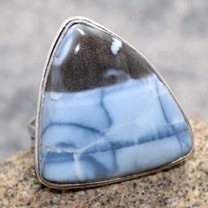 Owhyee Blue Opal 925 Silver Plated Gemstone Ring US 8.5 New Arrival AU E058 - Picture 1 of 3