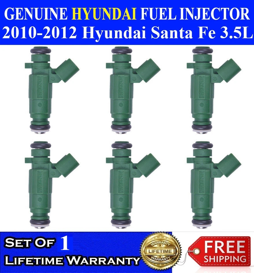 Juego genuino de 6 inyectores de combustible OEM Hyundai para Hyundai Santa Fe 2010-2012 3,5 L Foto 1 de 1