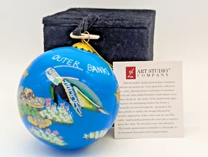 Outer Banks NC Handpainted Glass Christmas Ornament Art Studio Co, Turtle, Fish - Picture 1 of 7