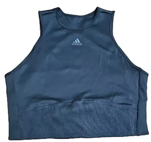 Adidas Sports Bra Aeroready Women's Slim Fit Ribbed Open Back Traing Top NEW 2XL - Picture 1 of 7