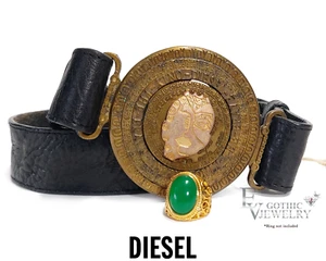 Diesel Maska Only The Brave Black Leather Woman Size 36 Adjustable Western Belt - Picture 1 of 10
