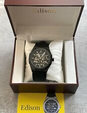 Edison Automatic Hexagon Roadster Men's Watch With Black Case & Rubber Strap