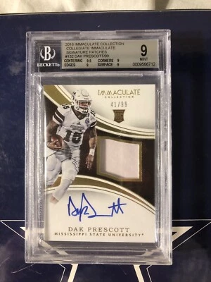 Dak Prescott Rookie Patch Auto Immaculate￼ Collegiate  #41/99 BGS9 Auto 10Lowpop - Image 1 of 3