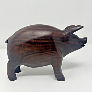 Beautiful Vintage Decorative Hand Carved Ironwood Solid Wooden Pig Sculpture - Picture 1 of 6