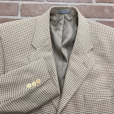 Blazer Bachrach Hombres 42L Beige Tostado Cuadros Tweed Clásico Chaqueta de Lana Canadá De Colección Foto 1 de 4