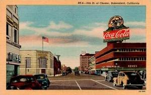 Postcard 18th Street at Chester Bakersfield California Coca Cola Sign - Picture 1 of 2