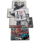 Rat I Heart NY Banksy Street MULTI Leinwand Wand Kunst Bild drucken