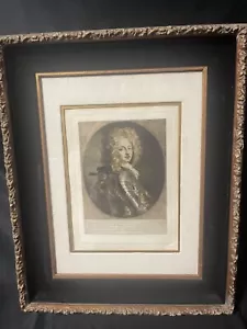 Antique Mezzotint CHARLES XII OF SWEDEN framed antique frame - Picture 1 of 4