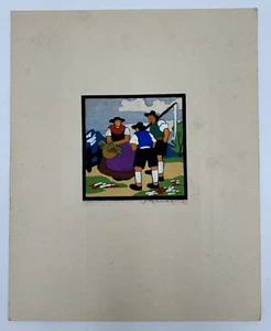 VINTAGE 1920s WOODBLOCK PRINT HAND SIGNED BY G BARTON-MOUNTAIN/FARMING  THEME. - Picture 1 of 6