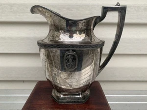 Antique Homan Nickel Silver Pitcher 01020 Art Nouveau Harvest Goddess Medallion - Picture 1 of 8