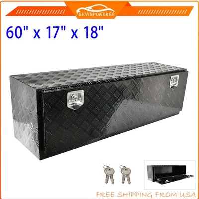 60"x17x18“ inch Black Aluminum Underbody Tool Box Truck Bed Trailer Storage+Lock - Image 1 of 4
