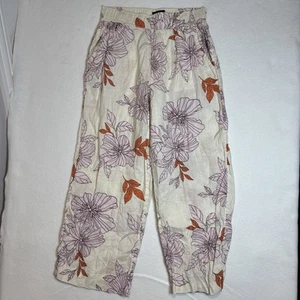 26 x 25,5 Rachel Zoe 100 % Leinen Hose Größe S Blumen Strand leicht Sommer neu ohne Etikett - Bild 1 von 4