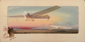 Antique French Lithograph "Antoinette" airplane, Margeurite Montaut, Paris 1910s - Picture 1 of 4