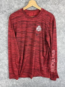 Ohio State Buckeyes T-Shirt Mens Medium Red Football Nike Long Sleeve Dri Fit - Picture 1 of 8
