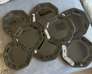 Vintage Arcoroc Octime Black Set Of 8 Dinner Plates Octagonal Glass France - Picture 1 of 4