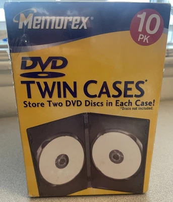 Memorex. Paquete de 10 estuches de almacenamiento de DVD dobles negros. ¡NUEVO PRECINTADO!! Foto 1 de 4
