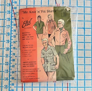 Herren 60er Jahre Strick Safari Club Hemd Muster Small Med Large XL - Bild 1 von 3