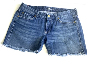 7 For All Mankind Jeansshorts Damengröße 30 blau Denim eine Tasche roher Saum - Bild 1 von 10