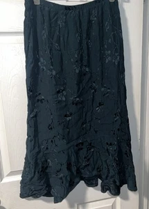 Vintage Spencer Alexis XL Blumen grün Maxi Midi Rock Rüschen launisch Fairycore Viskose - Bild 1 von 6