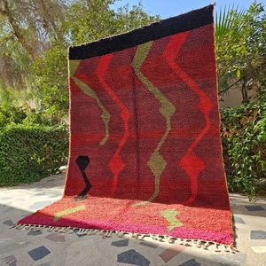 Großer Morrokanischer Teppich, Roter Berberteppich, Beniourain Teppich, Wollteppich Wohnzimmer, - Bild 1 von 9