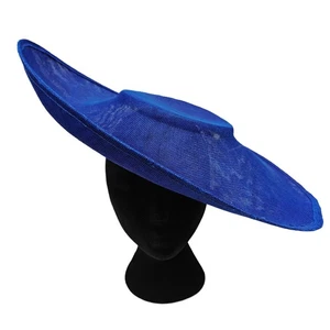 royal blue large wide brim DIY fascinator base wedding hat Kentucky Derby Ascot - Picture 1 of 4