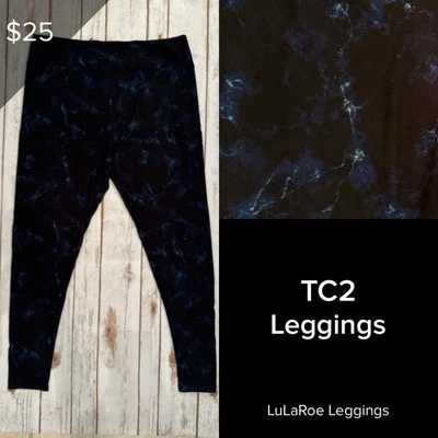 LuLaRoe NEW Leggings TC2 (Tall & Curvy 2) Buttery Soft Sz 18+ Black Print RARE - Image 1 of 3