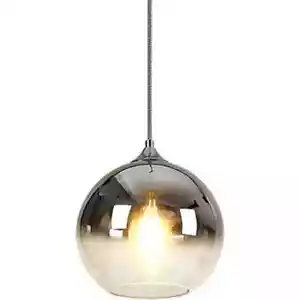 Pendelleuchte/Lampe 25cm Silberglas, kugelförmiger Farbverlauf/Rauchglas Kugelschirm - Bild 1 von 21