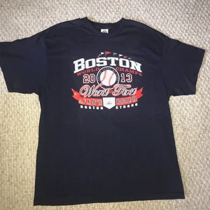 Camiseta de los Medias Rojas de Boston Adulto XL Azul MLB Béisbol 2013 Serie Mundial Campos Barba - Imagen 1 de 8