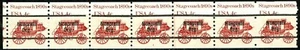 STAGECOACH Precancel MNH Strip of 7 With Line Gap PNC7 PL4 Scott's 1898AB  - Picture 1 of 2