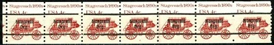 STAGECOACH Precancel MNH Strip of 7 With Line Gap PNC7 PL4 Scott's 1898AB  - Image 1 of 2
