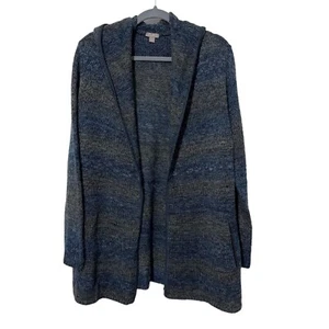 J Jill Womens Wool Sweater with Hood Size M Open Front Cardigan Pockets Casual - Picture 1 of 6