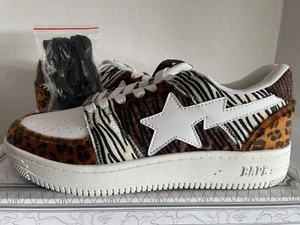 A BATHING APE BAPE BAPESTA LOW ANIMAL MIX WHITE CAMO SZ 11 - Picture 1 of 5