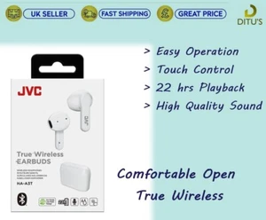 JVC TRUE WIRLESS EARBUDS HEADPHONES-WHITE-HA-A3T-BRAND NEW - Picture 1 of 11