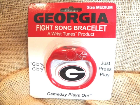 UNIVERSITY GEORGIA BULLDOG FIGHT SONG BRACELET RED & BLACK~(MEDIUM)~NEW CARDED Cover
